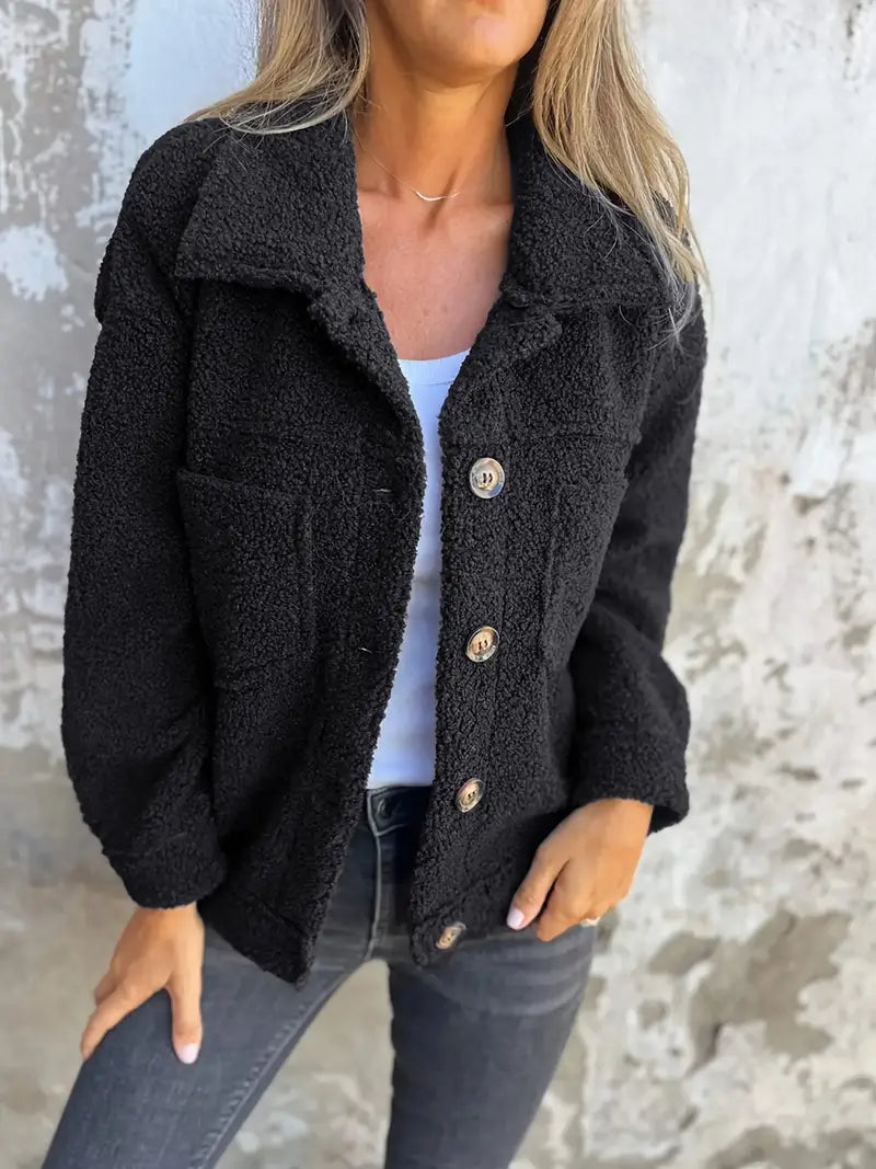 Yasmine | Manteau d’hiver en peluche à manches longues pour femme