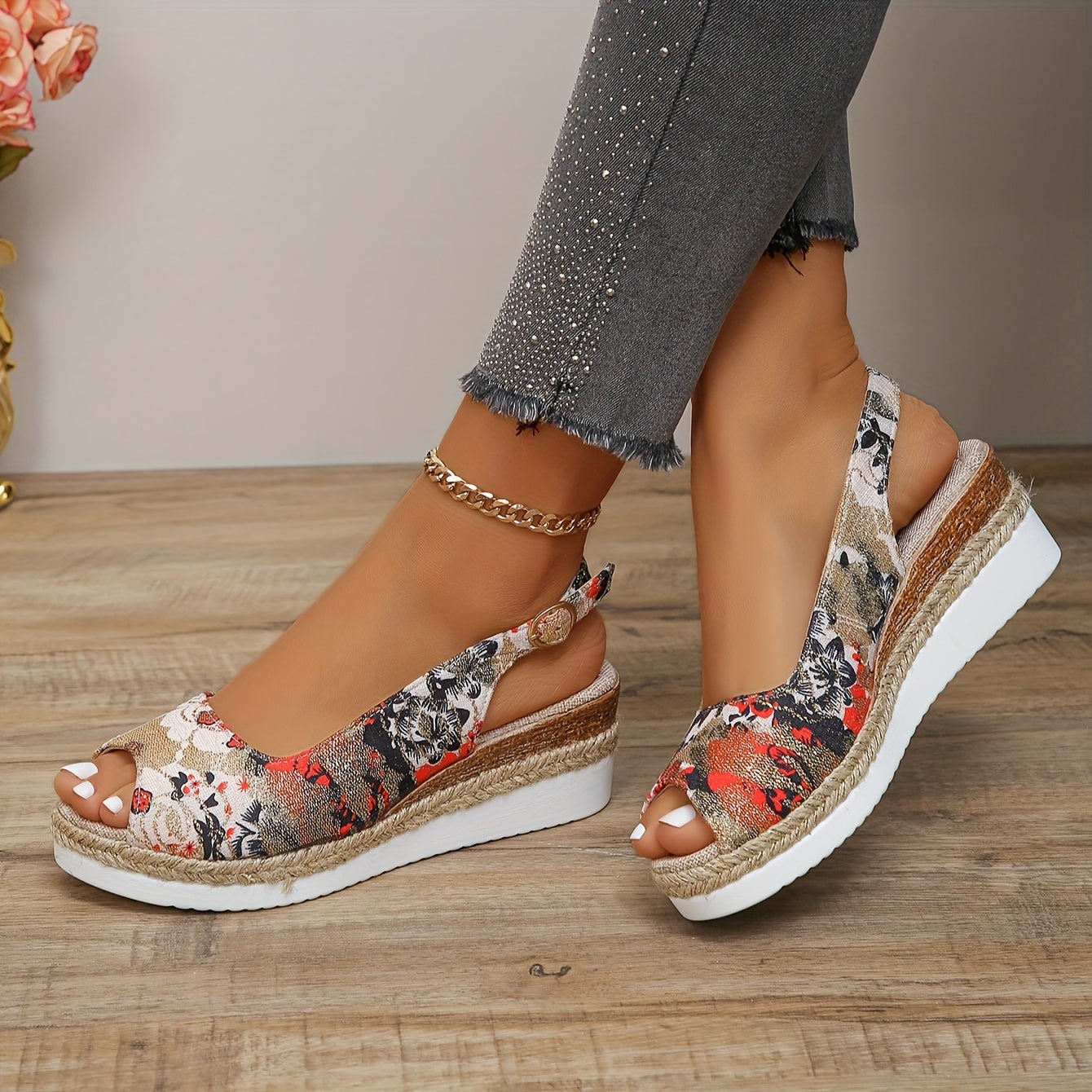 Flora - Tongs élégantes et confortables à imprimé floral pour femmes