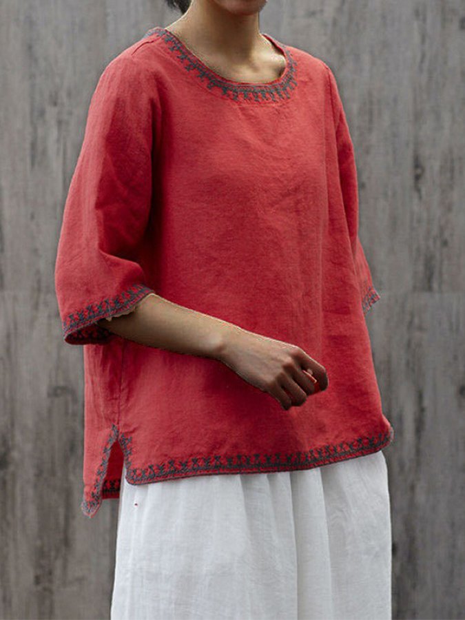 Elizabeth - Top féminin en lin dans un style ethnique tendance