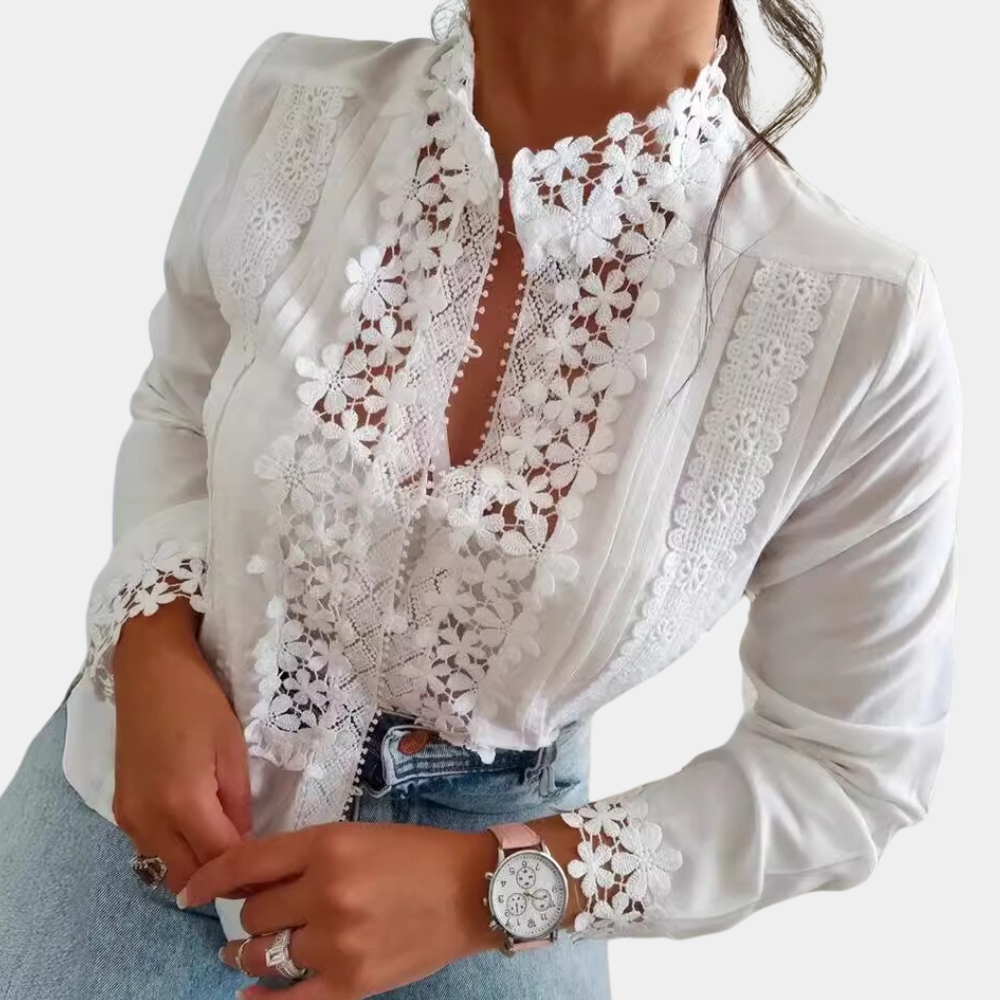 Marga - Blouse enchanteresse avec dentelle florale élégante pour un look romantique