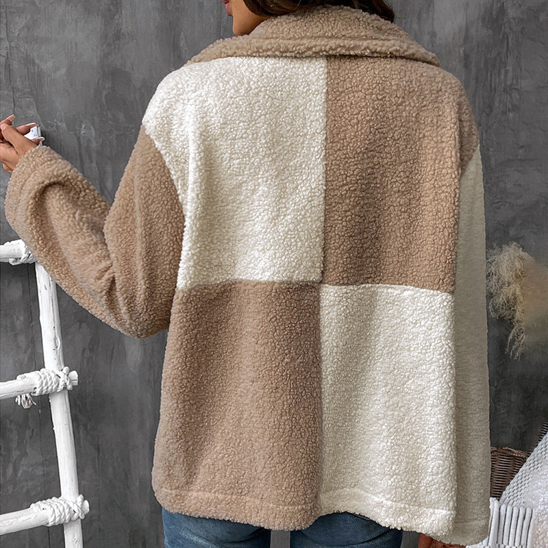 Ianthe | Veste polaire sherpa bicolore pour femme