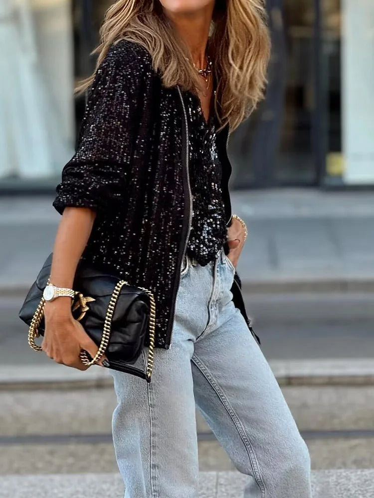 Lula | Veste d’intérieur à col rond en sequins pour femmes