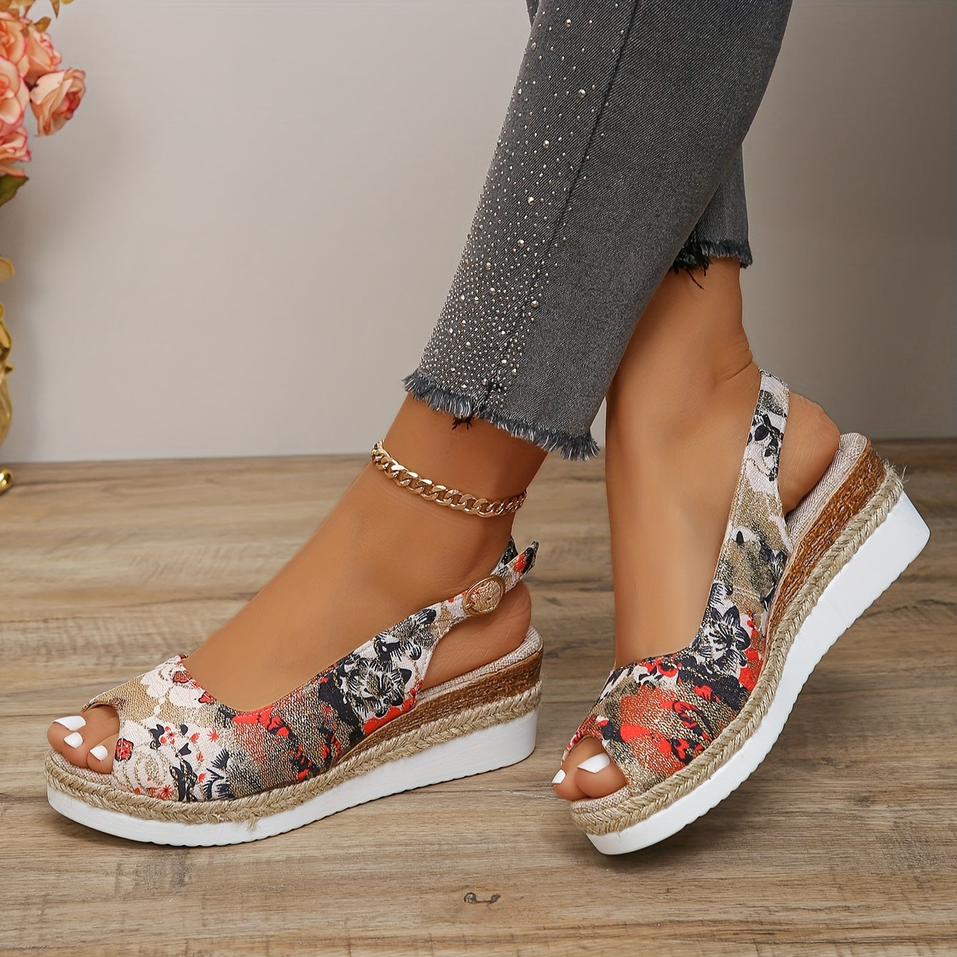 Flora - Tongs élégantes et confortables à imprimé floral pour femmes