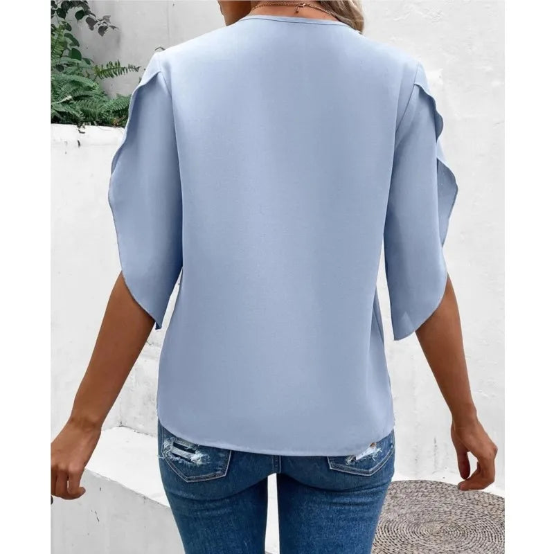 Ella - Chemisier décontracté élégant et confortable à col en V pour femmes