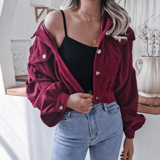 Lyra | Veste courte tendance en velours côtelé pour femme
