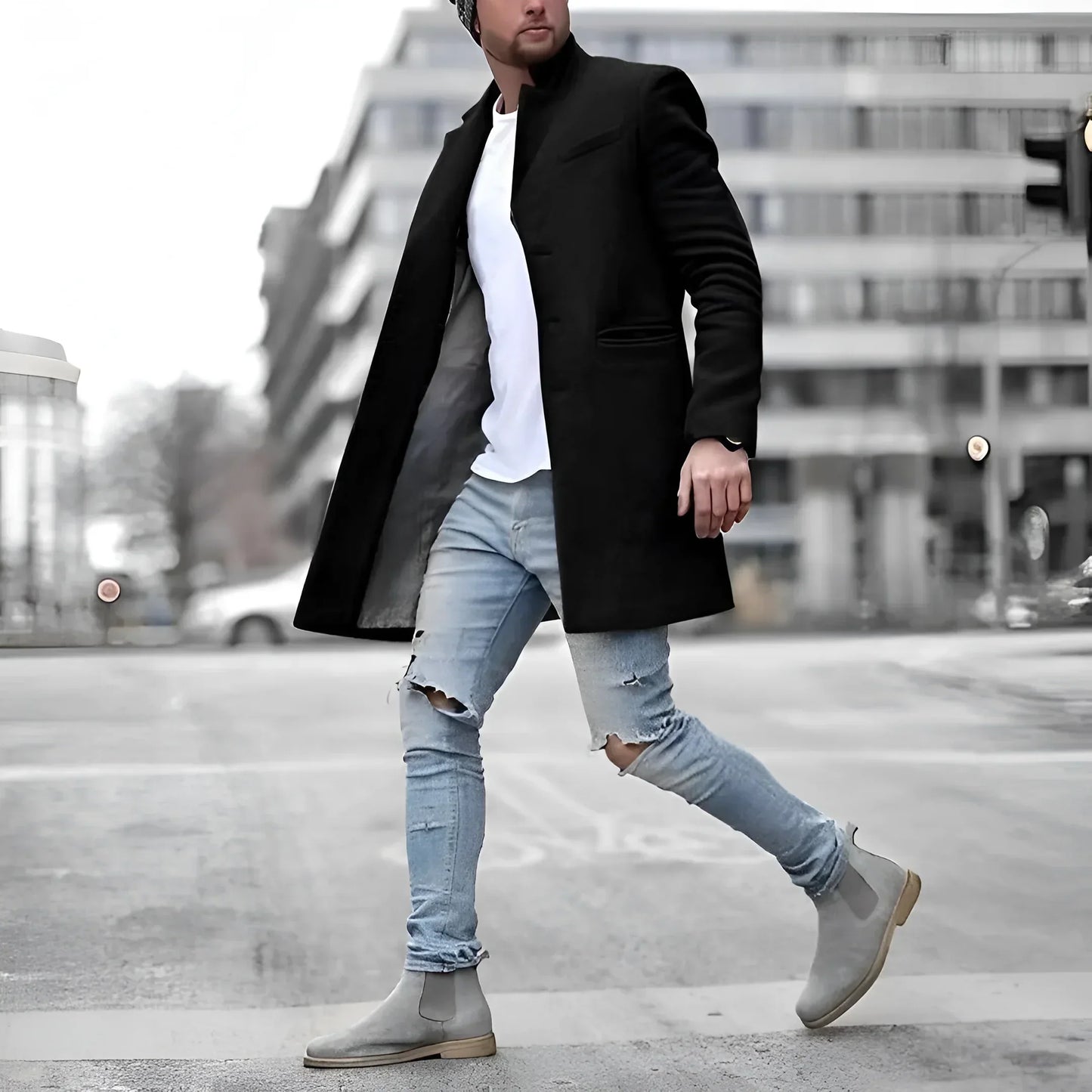 David™ - Duster Long Élégant en Laine