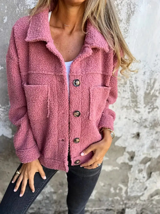 Yasmine | Manteau d’hiver en peluche à manches longues pour femme