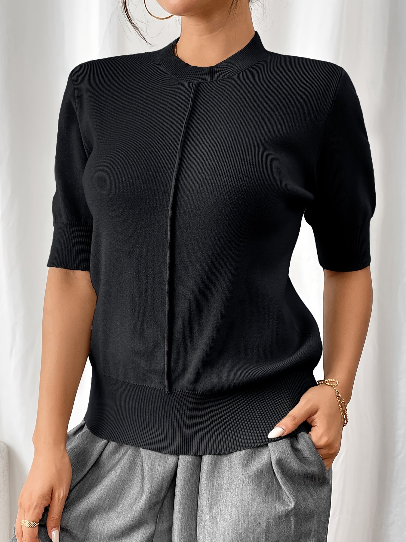 Top d'été en tricot à col ras du cou pour femmes | Elise