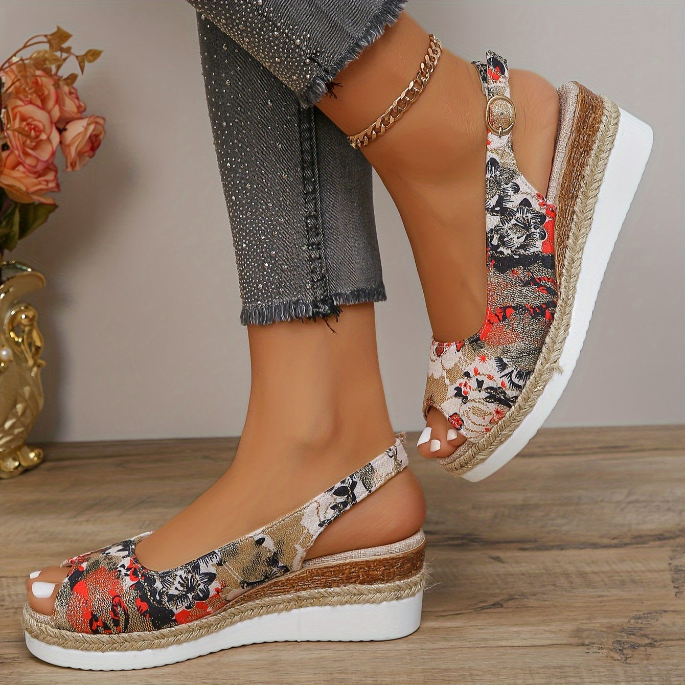 Flora - Tongs élégantes et confortables à imprimé floral pour femmes