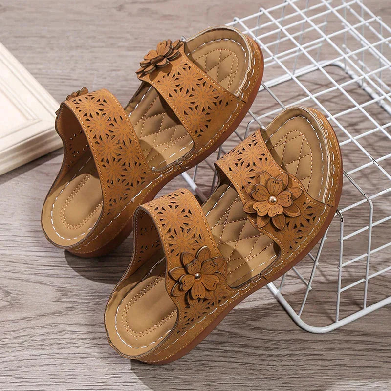 Malia - Sandales pour femmes avec imprimé floral confortable et talon compensé