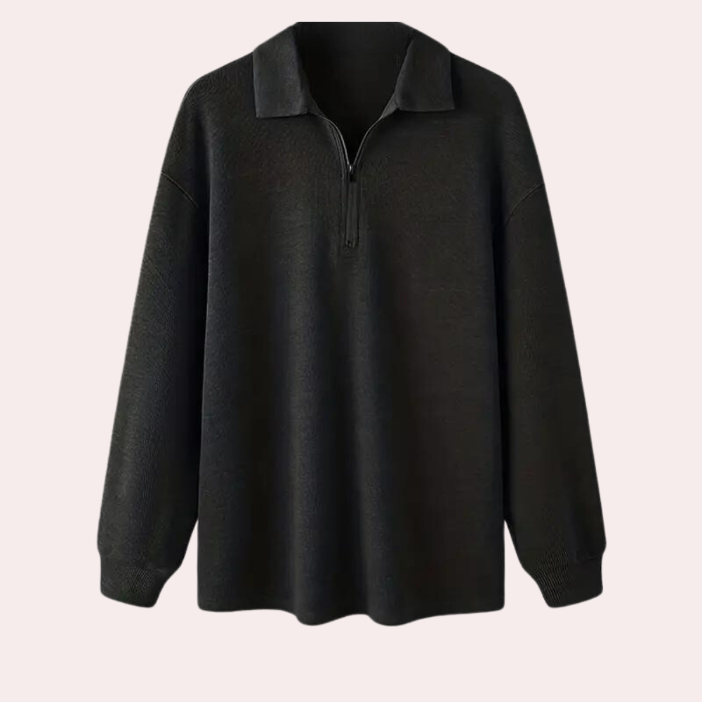 Cajetan - Sweat stylé en côtes pour hommes avec fermeture éclair pratique