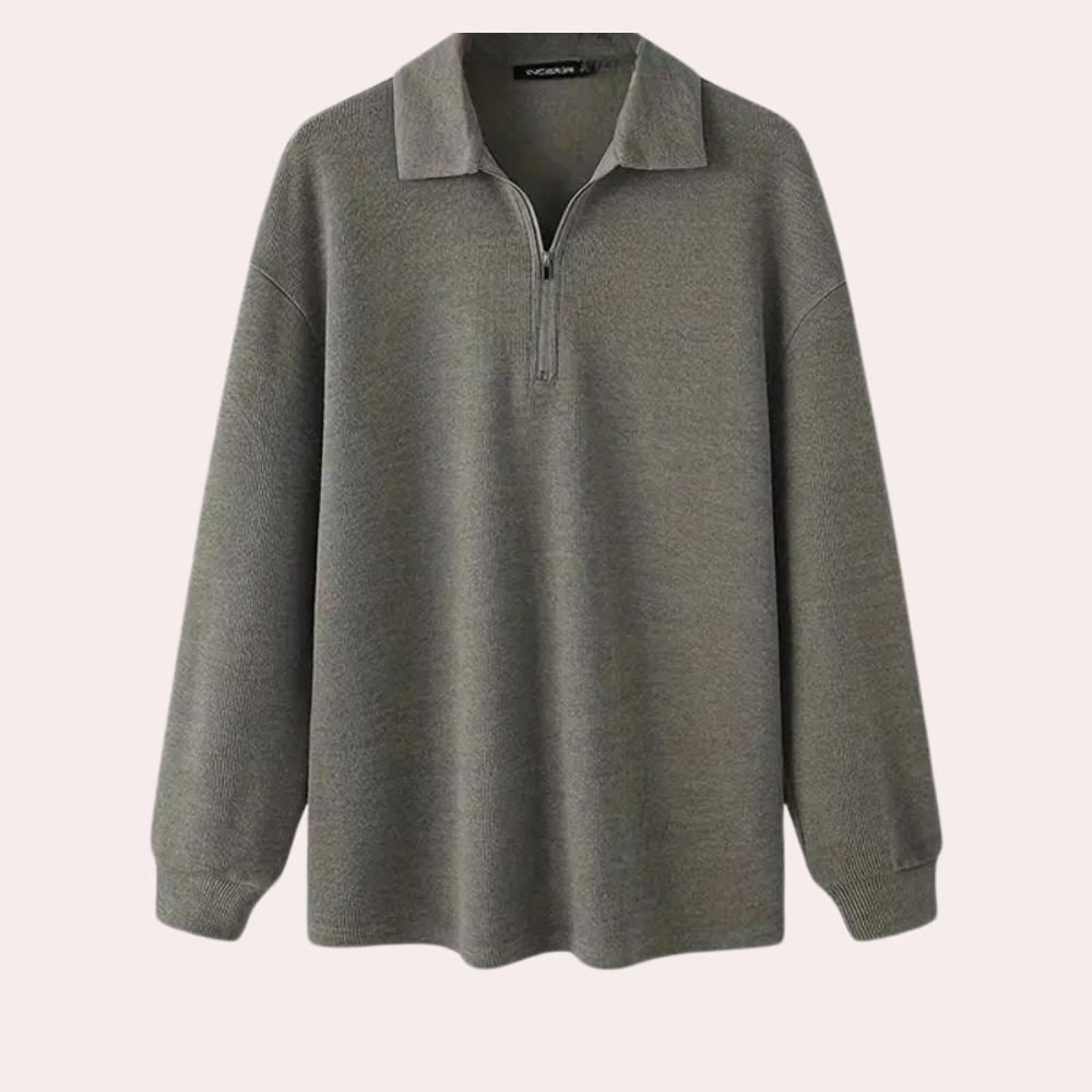 Cajetan - Sweat stylé en côtes pour hommes avec fermeture éclair pratique