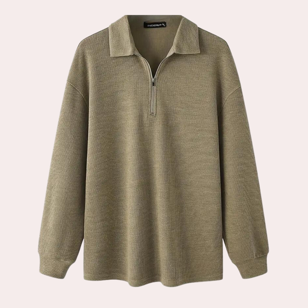 Cajetan - Sweat stylé en côtes pour hommes avec fermeture éclair pratique