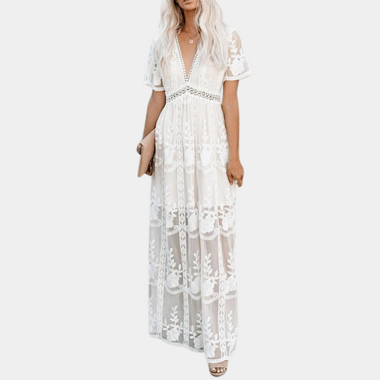 Robe longue et élégante en dentelle pour femmes