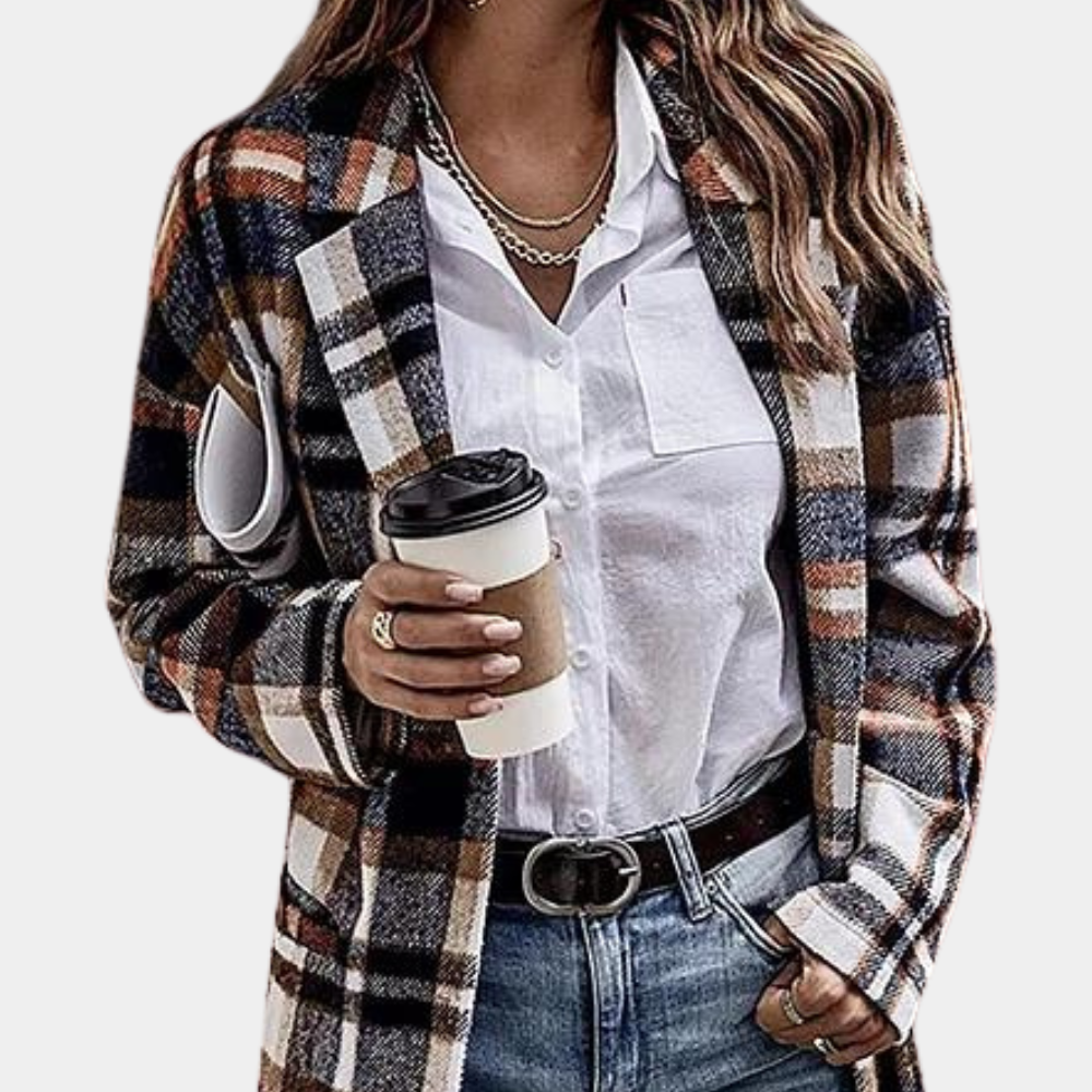 Manteau long chic à carreaux pour femme pour un look intemporel