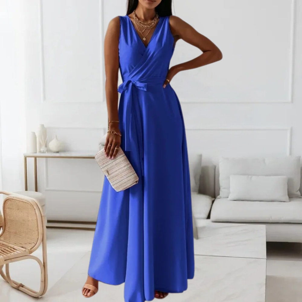 Robe longue élégante pour femmes avec une encolure en V flatteuse