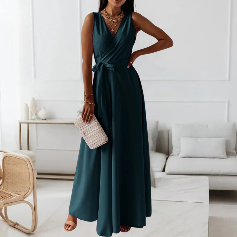 Robe longue élégante pour femmes avec une encolure en V flatteuse