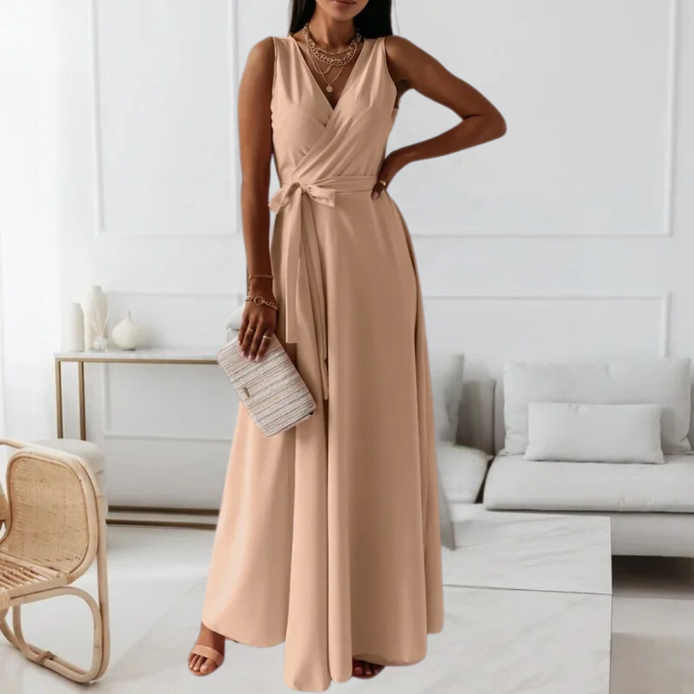 Robe longue élégante pour femmes avec une encolure en V flatteuse