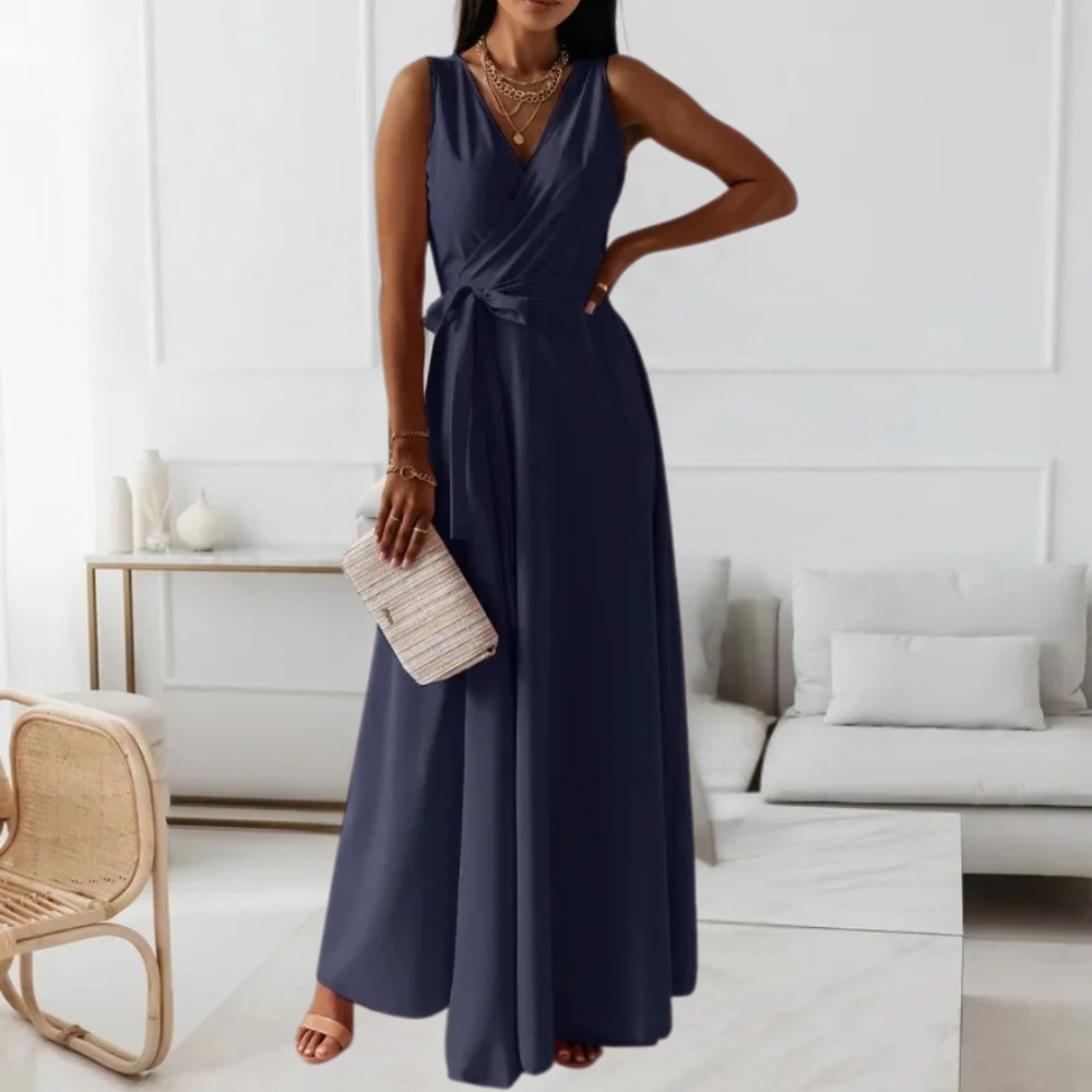 Robe longue élégante pour femmes avec une encolure en V flatteuse