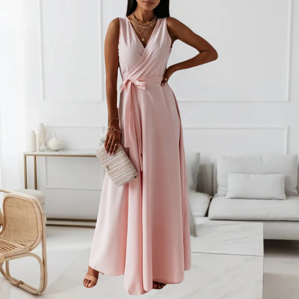 Robe longue élégante pour femmes avec une encolure en V flatteuse