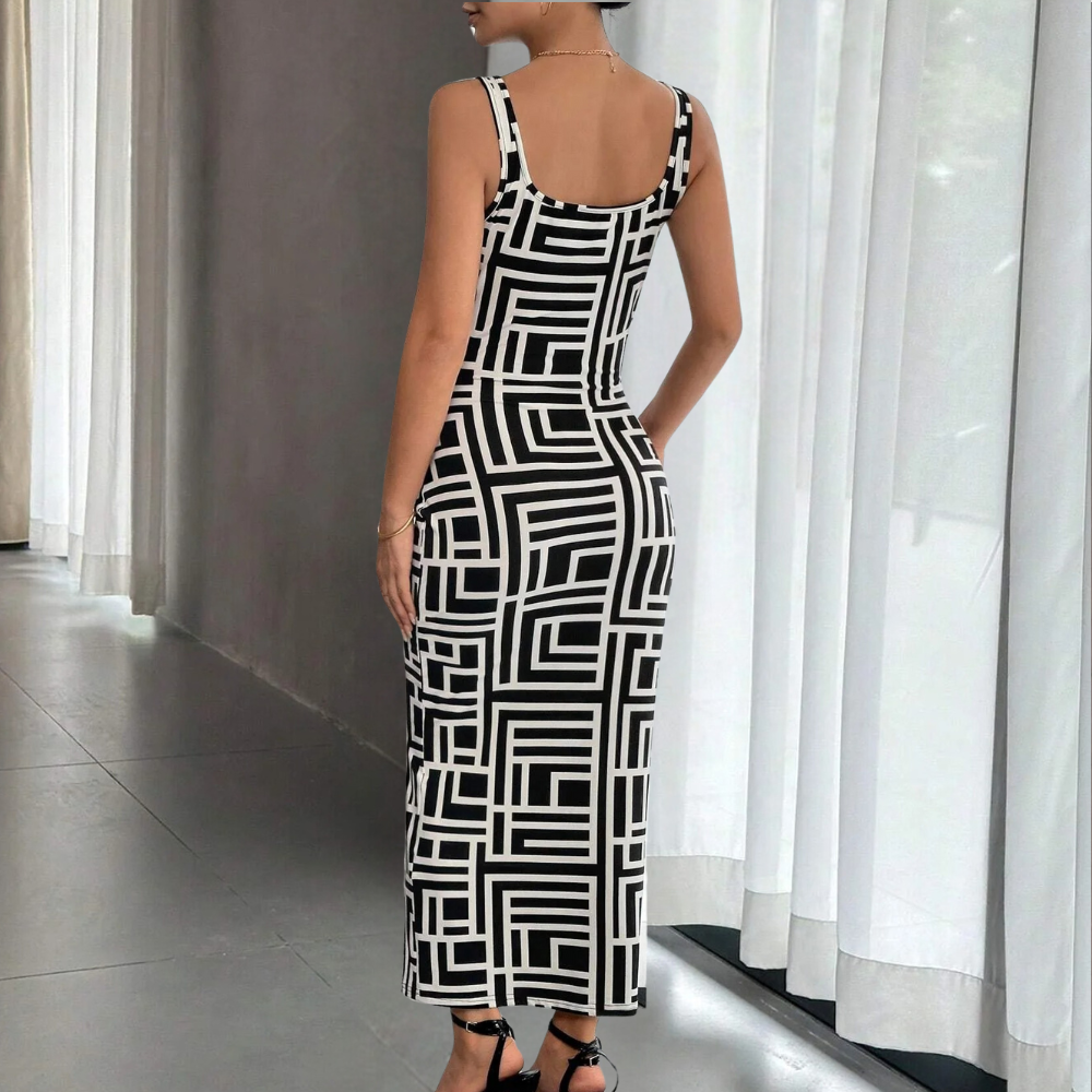 Robe bodycon géométrique élégante d'Elsa