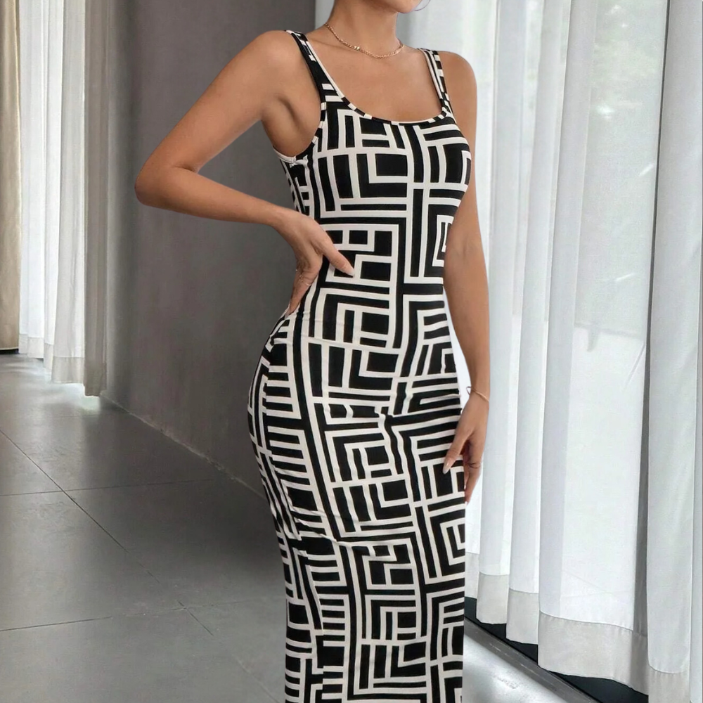 Robe bodycon géométrique élégante d'Elsa