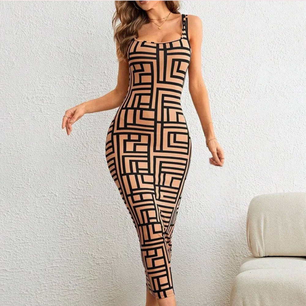 Robe bodycon géométrique élégante d'Elsa