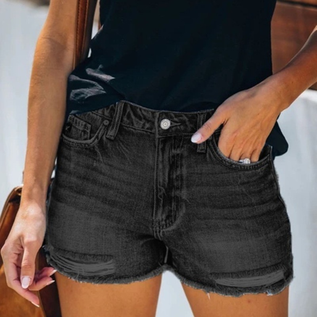 Violaine - Short d'été en denim à franges pour femmes