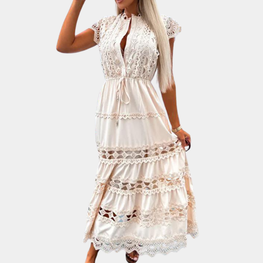 Antonina - Luxueuse robe longue en dentelle à l'allure sophistiquée