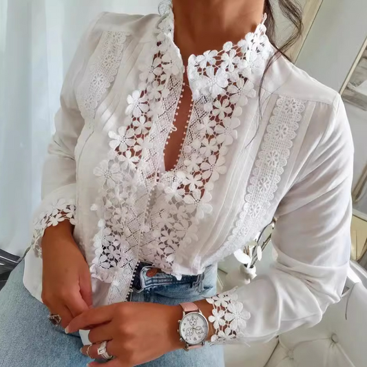 Marga - Blouse enchanteresse avec dentelle florale élégante pour un look romantique