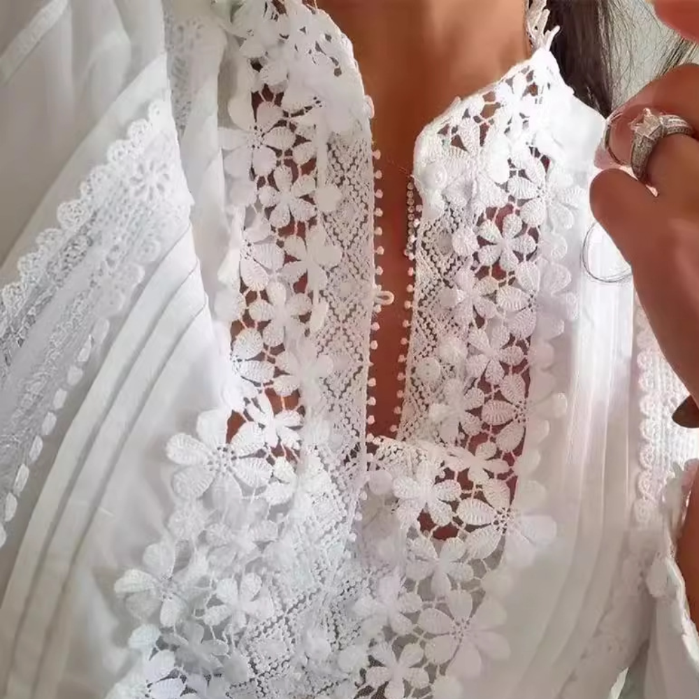 Marga - Blouse enchanteresse avec dentelle florale élégante pour un look romantique