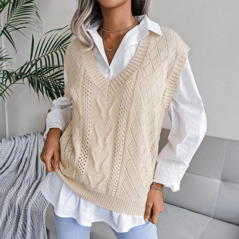 Arlette - Elégant cardigan pull-over tricoté à col en V pour femmes