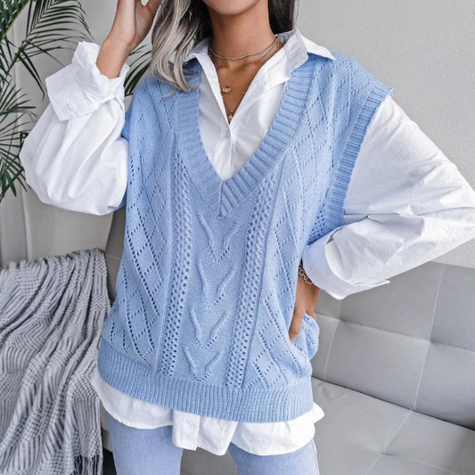 Arlette - Elégant cardigan pull-over tricoté à col en V pour femmes
