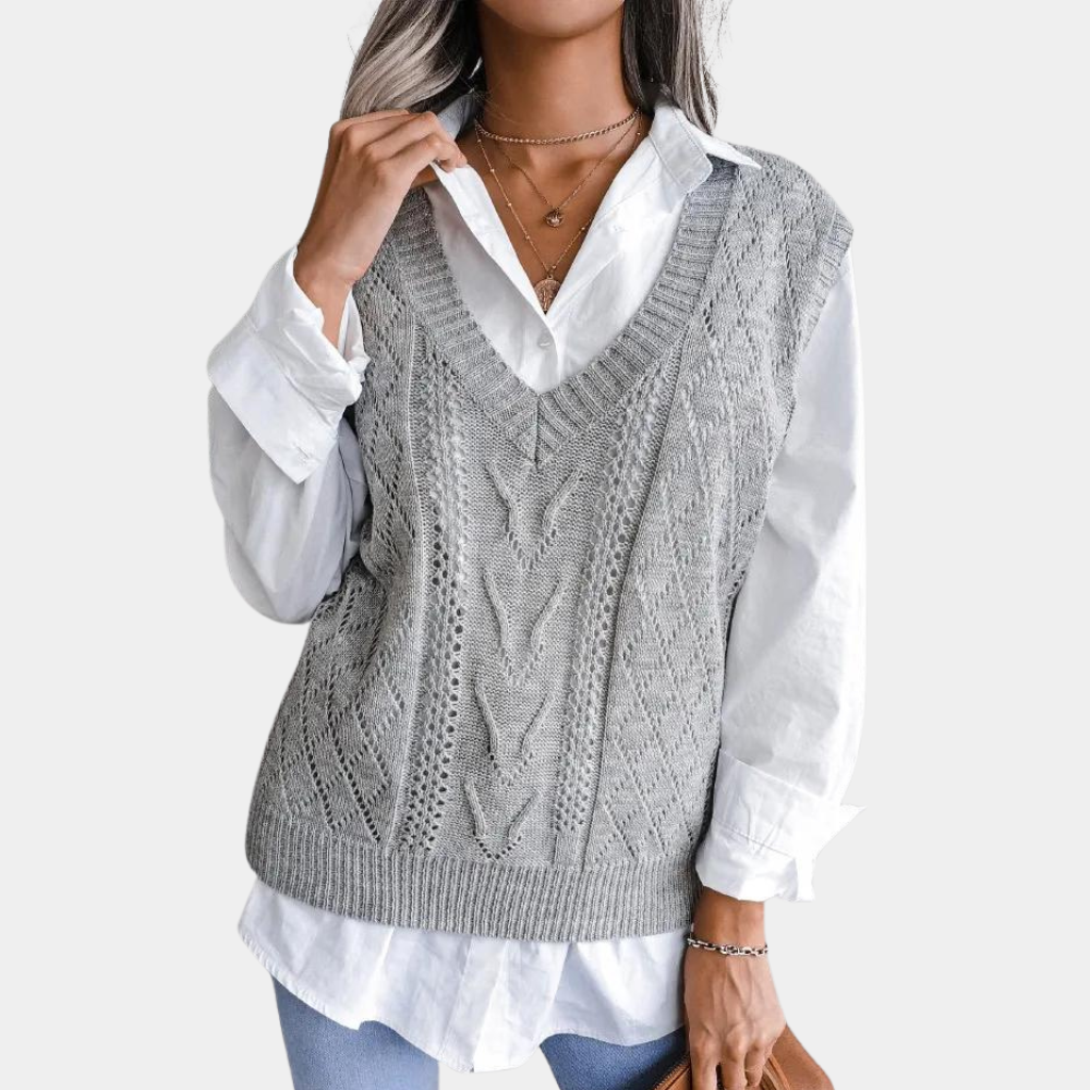 Arlette - Elégant cardigan pull-over tricoté à col en V pour femmes