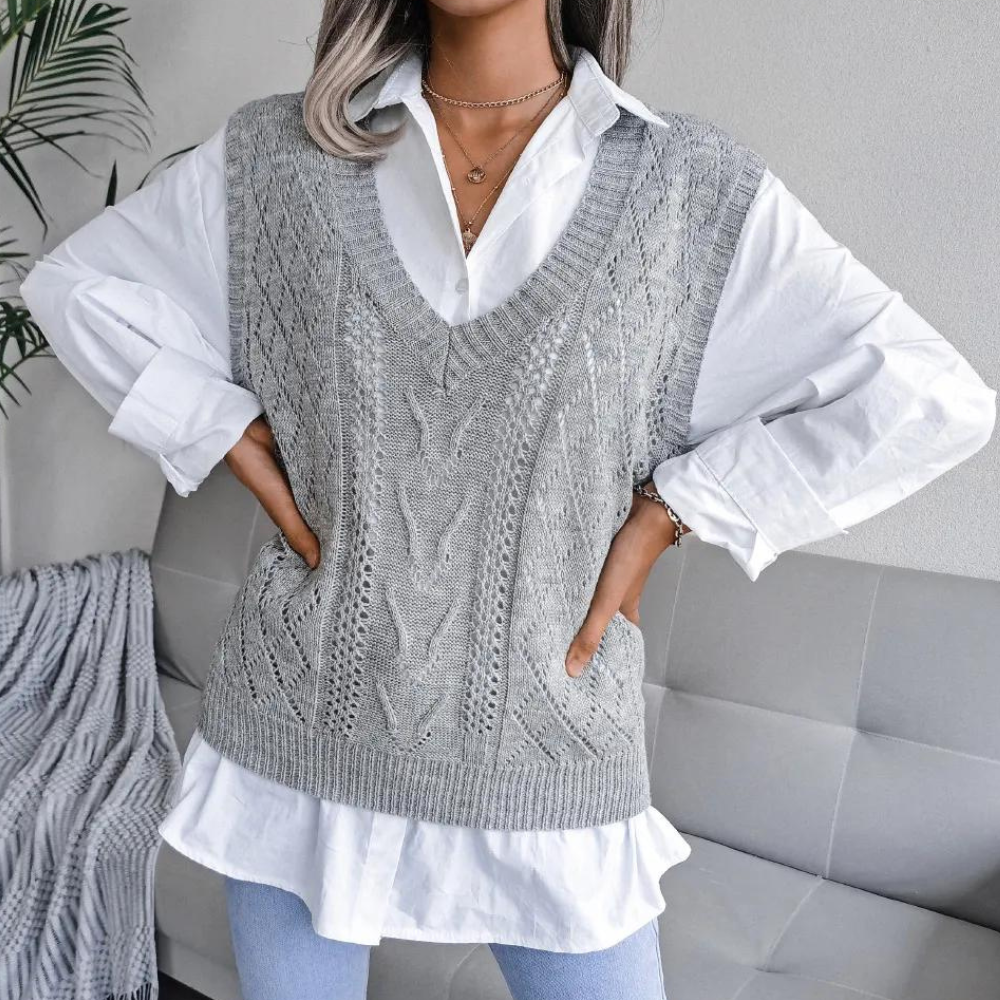 Arlette - Elégant cardigan pull-over tricoté à col en V pour femmes