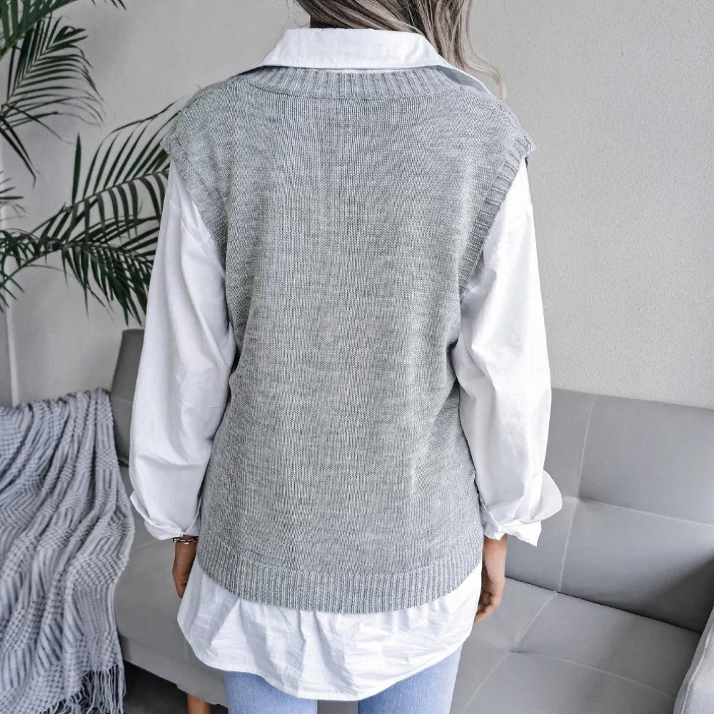 Arlette - Elégant cardigan pull-over tricoté à col en V pour femmes