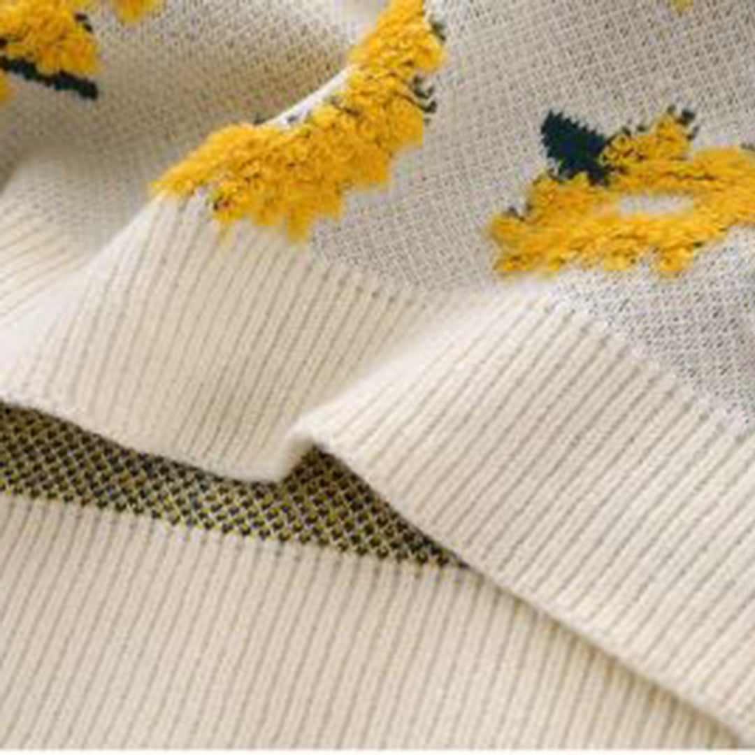 ILARIA - Pull tricoté chic avec motif de tournesol radieux