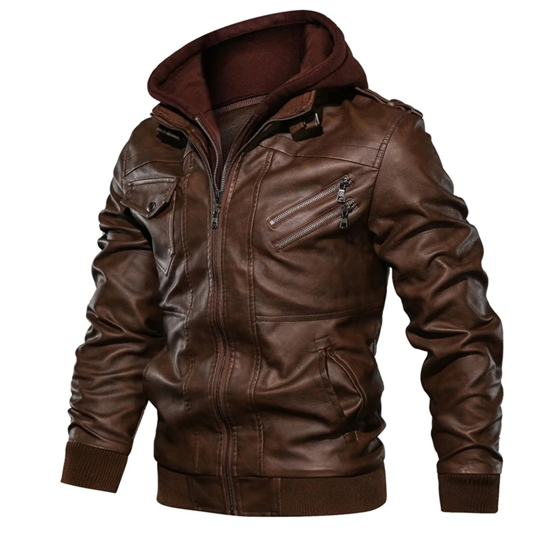 Veste en cuir élégante avec capuche pour homme - Jacob