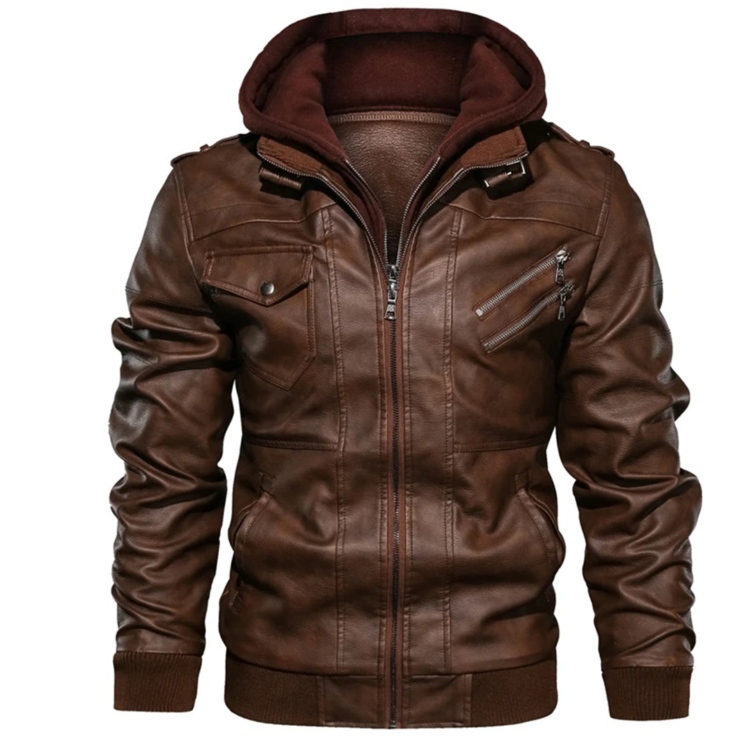 Veste en cuir élégante avec capuche pour homme - Jacob