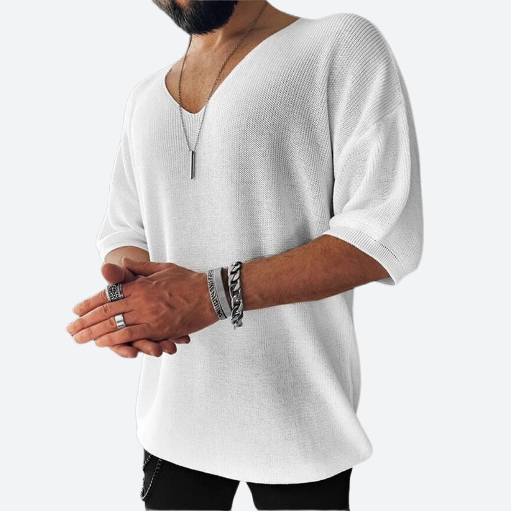 Élégante blouse surdimensionnée à col en V - Larmy