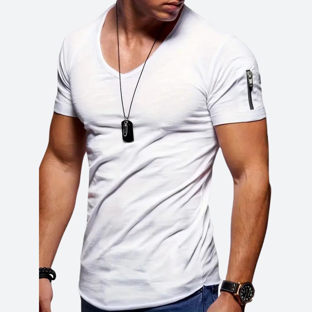 T-shirt décontracté à col en V pour hommes - Levie