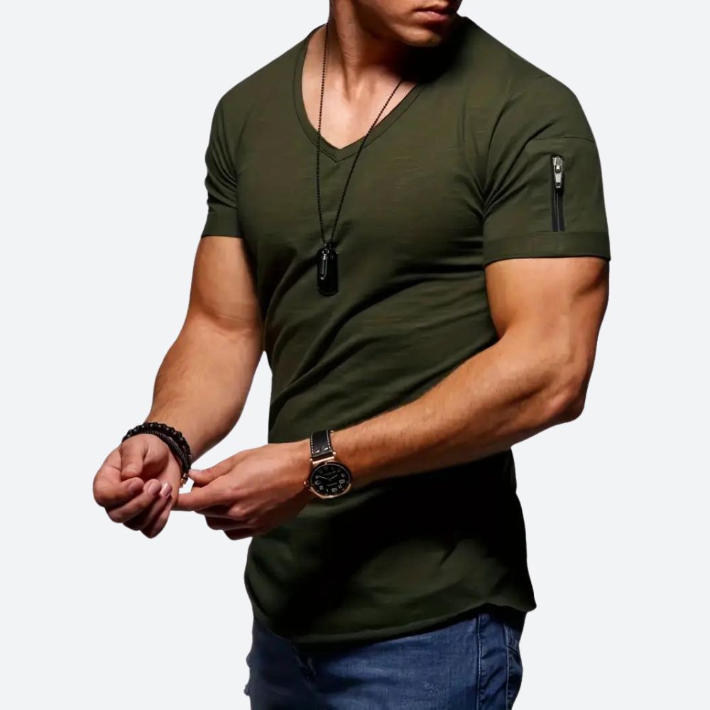 T-shirt décontracté à col en V pour hommes - Levie