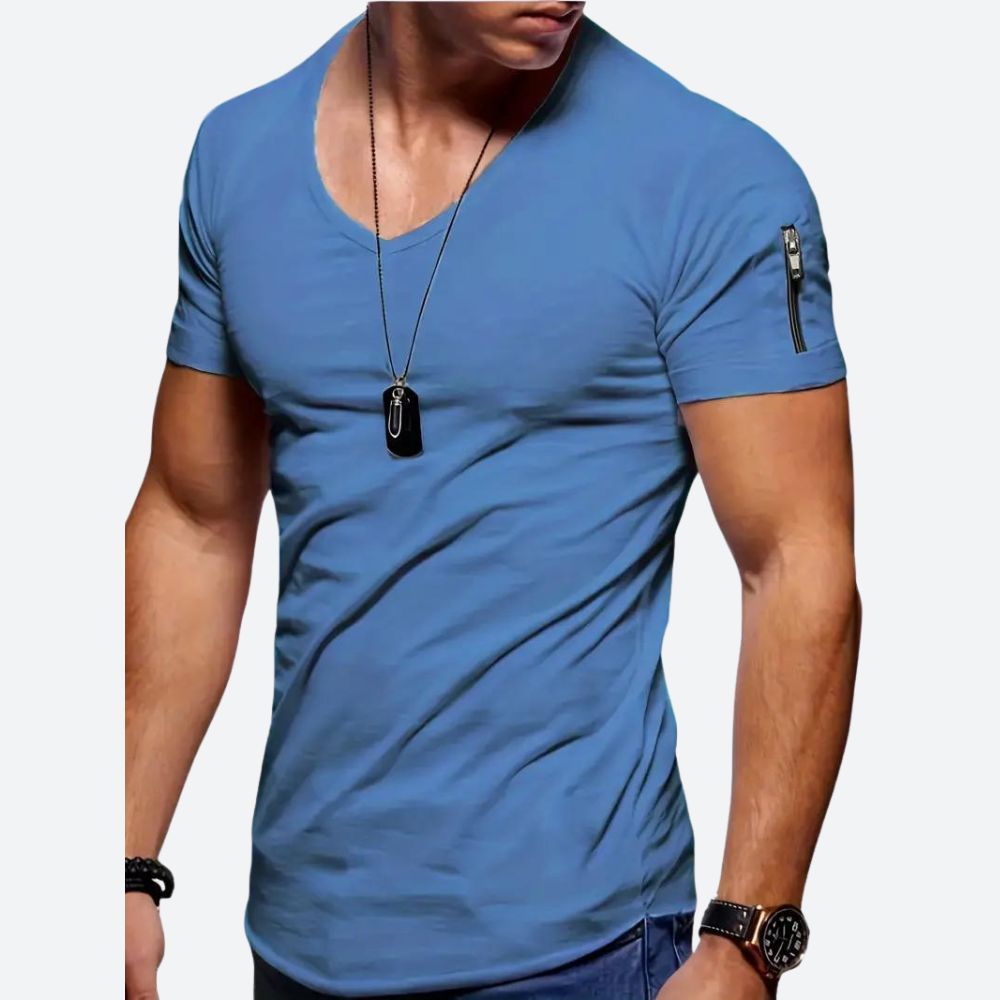 T-shirt décontracté à col en V pour hommes - Levie