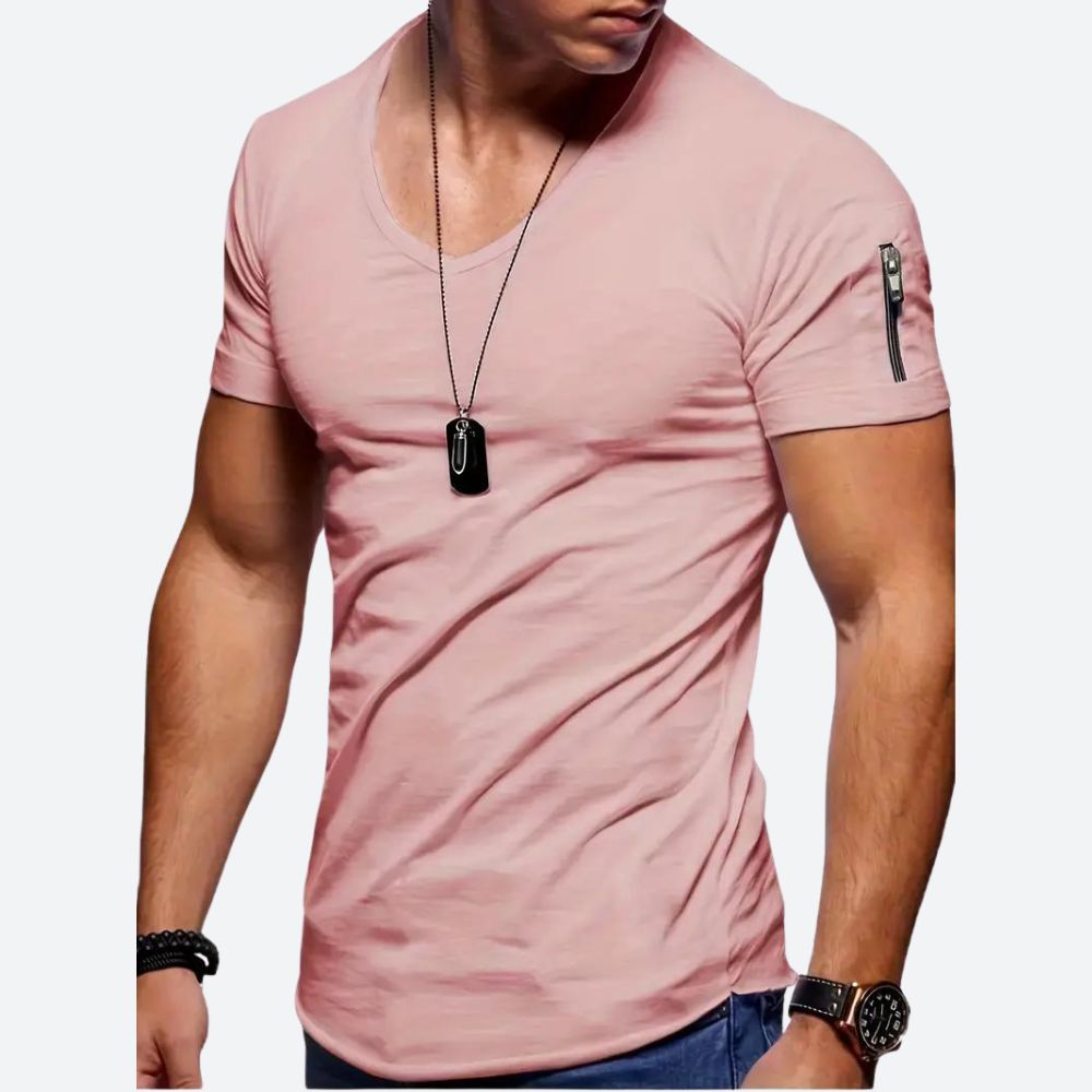 T-shirt décontracté à col en V pour hommes - Levie