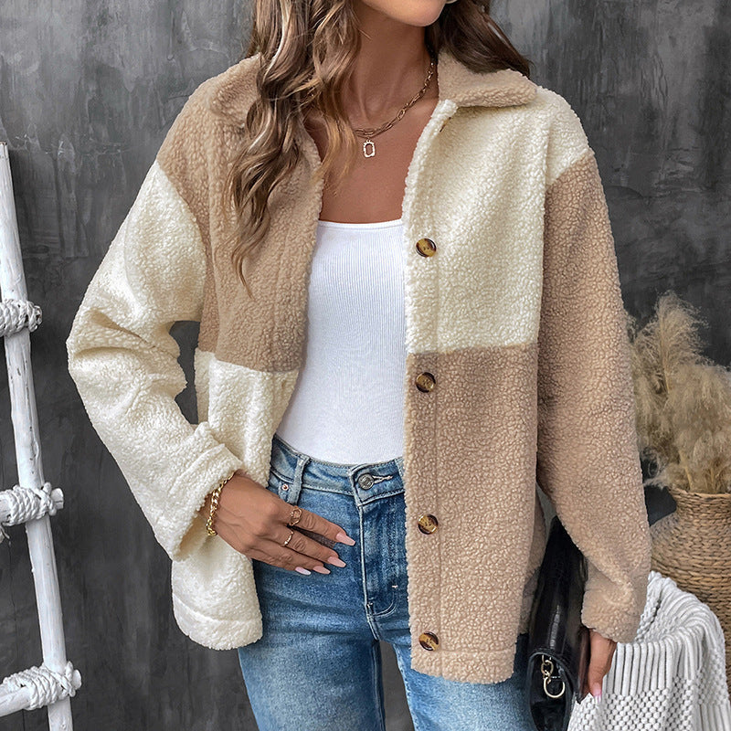 Ianthe | Veste polaire sherpa bicolore pour femme