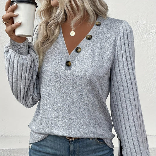 Kehlani - Chemisier élégant gris à manches longues pour femmes pour un look d'automne chic