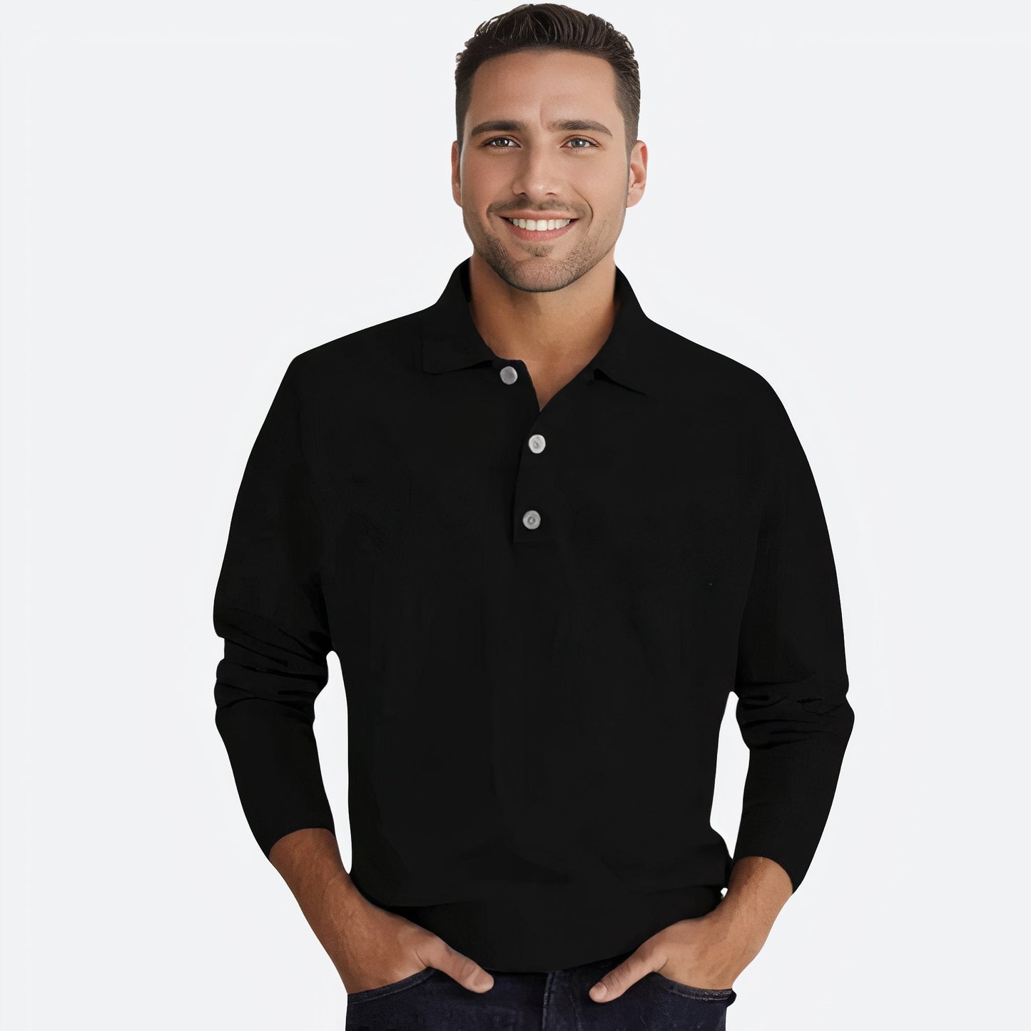 Polo élégant à manches longues pour hommes - Achim