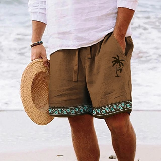 Short de plage élégant pour homme avec motif de cocotier tropical - Loek